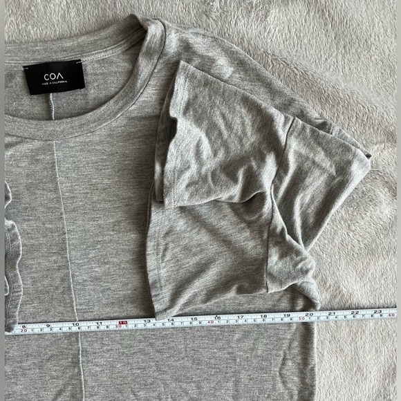 COA Los Angeles anthropologie grey jersey ruffle tunic shift dress size M/L - Picture 4 of 7